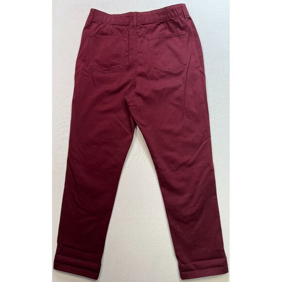 St. John's Bay Women's Straight Pants Flat Front Stretch Size 14 Autumn Burgundy - Picture 2 of 11